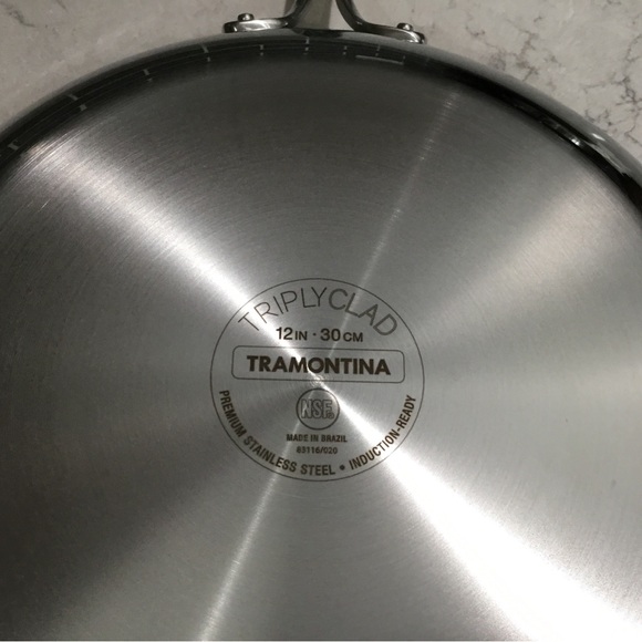 Tramontina 12 inch Fry Pan Tri-Ply Clad Stainless Steel - Picture 2 of 6